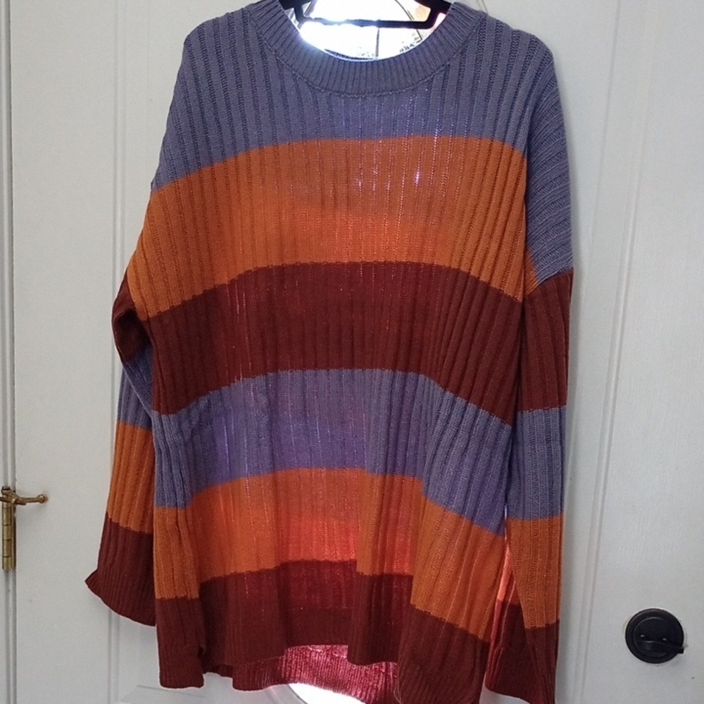 NWT BloomChic Women's Plus 18-20 Sweater in Purple, Orange, and Brown